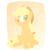 Size: 1024x1024 | Tagged: safe, artist:cosmicponye, applejack, g4, female, looking at you, sitting, solo, wingding eyes