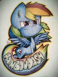 Size: 720x960 | Tagged: safe, artist:mytoothless, rainbow dash, g4, female, solo, text, traditional art