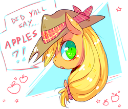 Size: 711x605 | Tagged: safe, artist:rabbidattack, applejack, g4, female, solo, speech bubble, text