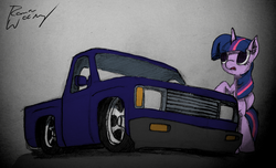 Size: 1234x750 | Tagged: safe, artist:mindofnoodles, twilight sparkle, g4, car, female, solo