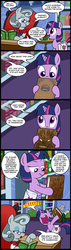 Size: 628x2200 | Tagged: safe, artist:madmax, twilight sparkle, pony, unicorn, g4, biting, book, comic, evil dead, female, filly, filly twilight sparkle, librarian, library, mare, necronomicon, saddle bag, screaming, the neverending story, unicorn twilight, younger