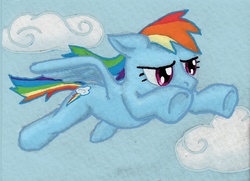 Size: 980x711 | Tagged: safe, artist:applejinx, rainbow dash, g4, female, flying, solo