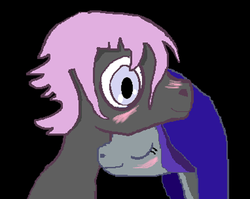 Size: 764x608 | Tagged: safe, artist:thanotos omega, black background, crona, ms paint, ponified, raven (dc comics), shipping, simple background, soul eater, teen titans