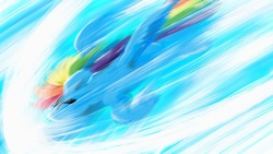 Size: 1920x1080 | Tagged: safe, artist:verulence, rainbow dash, g4, action pose, female, flying, solo, sonic rainboom