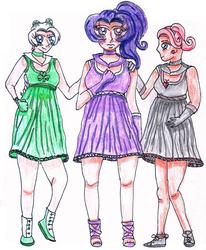 Size: 656x797 | Tagged: safe, artist:theanomally, blossom, minty (g1), snuzzle, human, g1, crossover, humanized, sailor moon (series)