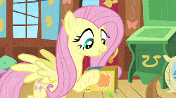 Size: 500x281 | Tagged: safe, screencap, fluttershy, mouse, squirrel, g4, putting your hoof down, season 2, animated, box, female, solo