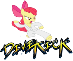 Size: 600x500 | Tagged: safe, apple bloom, earth pony, pony, g4, divekick, female, filly, foal, karate, simple background, solo, transparent background
