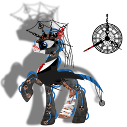 Size: 1000x1000 | Tagged: safe, artist:oliminor, oc, oc only, chains, clock, gears, mask, raised hoof, solo, wires