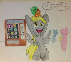 Size: 955x837 | Tagged: safe, artist:maikeruto, derpy hooves, pegasus, pony, g4, female, mare, traditional art, vending machine