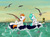 Size: 3000x2200 | Tagged: safe, artist:sweeterwho, oc, oc only, seagull, shark, boat, fishing, fishing rod, magic, ocean