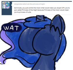 Size: 900x870 | Tagged: safe, artist:talludde, princess luna, ask the princess of night, g4, buttface, female, solo, tumblr, wat