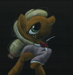 Size: 800x820 | Tagged: safe, artist:getchanoodlewet, applejack, g4, clothes, female, solo, traditional art