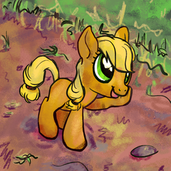 Size: 640x640 | Tagged: safe, artist:danielpon, applejack, g4, female, filly, solo