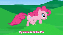 Size: 800x450 | Tagged: safe, artist:misterdavey, pinkie pie, smile hd, g4, animated, female, grass, hill, looking up, running, smiling, solo