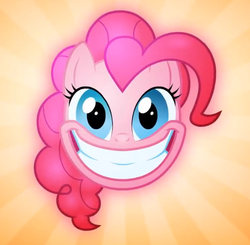 Size: 571x559 | Tagged: safe, artist:misterdavey, screencap, pinkie pie, smile hd, g4, faic, female, it's coming right at us, smiling, solo