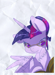 Size: 500x680 | Tagged: dead source, safe, artist:loyaldis, twilight sparkle, alicorn, pony, g4, female, glasses, solo, twilight sparkle (alicorn)