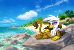 Size: 1500x1000 | Tagged: safe, artist:kp-shadowsquirrel, gilda, griffon, g4, beach, female, scenery, solo, sultry pose