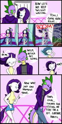 Size: 1024x2048 | Tagged: safe, rarity, spike, anthro, g4, comic, female, male, ship:sparity, shipping, stormed in, straight