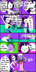 Size: 1024x2048 | Tagged: safe, rarity, spike, anthro, g4, comic, female, male, ship:sparity, shipping, stormed in, straight