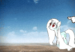 Size: 500x347 | Tagged: safe, artist:celerypony, artist:clarissinclair, edit, oc, oc only, oc:celery, pony, unicorn, animated, boom, cute, explosion, female, frown, hair physics, hand, literal pushover, looking up, mane physics, mare, mushroom cloud, nuclear, on back, pony tipping, rolling, smiling, underhoof