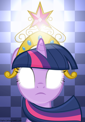 Size: 1280x1839 | Tagged: safe, artist:vivian reed, twilight sparkle, g4, big crown thingy, element of magic, female, glowing eyes, solo, tiara, vector