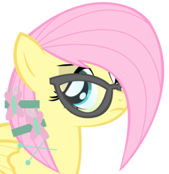 Size: 1280x1325 | Tagged: safe, artist:vivian reed, fluttershy, g4, alternate hairstyle, female, glasses, simple background, solo, transparent background, vector