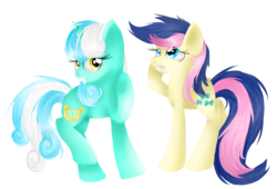 Size: 1400x950 | Tagged: safe, artist:cooler94961, bon bon, lyra heartstrings, sweetie drops, earth pony, pony, unicorn, g4, alternate hairstyle, duo, duo female, female, mare, simple background, transparent background