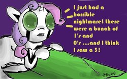 Size: 640x400 | Tagged: safe, artist:pheonixhorns, sweetie belle, pony, robot, unicorn, g4, comic, female, filly, foal, futurama, hooves, horn, male, open mouth, solo, sweetie bot, text