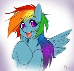 Size: 798x759 | Tagged: safe, artist:fluff-kevlar, rainbow dash, g4, female, looking at you, open mouth, portrait, sketch, smiling, solo, spread wings