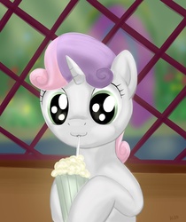 Size: 3072x3660 | Tagged: safe, artist:hieronymuswhite, sweetie belle, g4, female, milkshake, solo