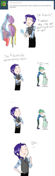 Size: 800x2549 | Tagged: safe, artist:demdoodles, rarity, spike, g4, ask, barb, dem r63 asks, elusive, female, humanized, male, rule 63, ship:barlusive, ship:sparity, shipping, straight