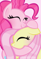 Size: 1280x1839 | Tagged: safe, artist:vivian reed, fluttershy, pinkie pie, g4, female, lesbian, ship:flutterpie, shipping, vector