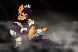 Size: 1000x667 | Tagged: safe, artist:ciscoql, pony, black lagoon, ponified, roberta, solo