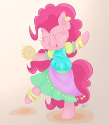 Size: 700x800 | Tagged: safe, artist:abi2sweet, pinkie pie, earth pony, pony, g4, bipedal, clothes, female, gypsy pie, solo