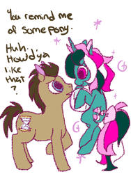 Size: 450x600 | Tagged: safe, artist:lompster-monster, doctor whooves, fizzy, time turner, g1, g4, text