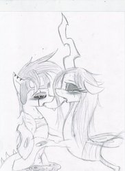 Size: 762x1049 | Tagged: safe, artist:digitaldomain123, queen chrysalis, oc, g4, traditional art