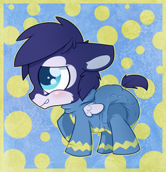 Size: 941x980 | Tagged: safe, artist:cuddlehooves, oc, oc only, baby, clothes, cuddlehooves is trying to murder us, cute, diaper, foal, footed sleeper, pajamas, poofy diaper, solo, wonderbolts uniform