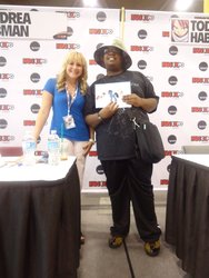 Size: 960x1280 | Tagged: safe, oc, human, andrea libman, barely pony related, fan expo canada, irl, irl human, paper, photo