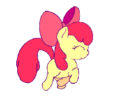 Size: 447x360 | Tagged: dead source, safe, artist:danfango, apple bloom, earth pony, pony, g4, ^^, adorabloom, animated, bow, cute, eyes closed, female, filly, foal, frame by frame, hair bow, simple background, smiling, solo, transparent background, trotting, walk cycle, walking
