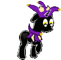 Size: 125x122 | Tagged: safe, artist:tyderbygirl, pony, animated, blinking, dimentio, jester, nintendo, paper mario, pixel art, ponified, solo, super mario bros., super paper mario