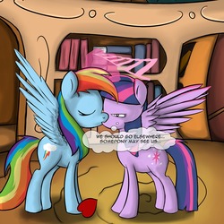 Size: 1280x1280 | Tagged: safe, artist:geneticanomaly, rainbow dash, twilight sparkle, alicorn, pony, g4, female, hearts and hooves day, kissing, lesbian, mare, ship:twidash, shipping, tumblr, twilight sparkle (alicorn)