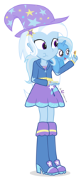 Size: 600x1350 | Tagged: safe, artist:dm29, trixie, human, pony, equestria girls, g4, cute, diatrixes, duality, duo, filly, hnnng, human ponidox, julian yeo is trying to murder us, peanut butter crackers, pony pet, self paradox, self ponidox, shoulder pony, simple background, square crossover, that human sure does love peanut butter crackers, transparent background