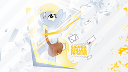 Size: 1920x1080 | Tagged: safe, artist:adrianimpalamata, derpy hooves, pegasus, pony, g4, female, letter, mailbag, mare, palindrome get, signed sealed delivered i'm yours, solo, song reference, vector, wallpaper