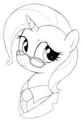 Size: 685x1003 | Tagged: safe, artist:kas92, trixie, pony, unicorn, g4, female, glasses, grayscale, mare, monochrome, portrait, solo