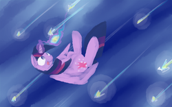 Size: 1440x900 | Tagged: safe, artist:martinhello, twilight sparkle, alicorn, pony, g4, falling, female, mare, solo, stars, tangible heavenly object, tongue out, twilight sparkle (alicorn)