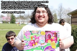 Size: 752x501 | Tagged: safe, pinkie pie, rarity, chipmunk, human, g4, brony, brony of happiness, brushable, egalitarianism, friendship express, glasses, hub logo, hubble, image macro, irl, neckbeard, photo, stereotype, the hub, toy, train