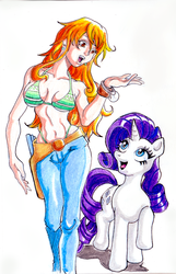 Size: 774x1200 | Tagged: safe, artist:irie-mangastudios, rarity, g4, belly button, colored pencil drawing, crossover, nami, one piece, traditional art