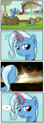 Size: 650x1795 | Tagged: safe, snails, snips, trixie, g4, exploitable meme, meh, meme, termina's moon, the legend of zelda, the legend of zelda: majora's mask, unimpressed trixie meme