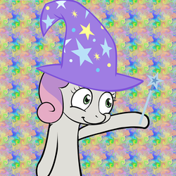Size: 480x480 | Tagged: safe, sweetie belle, g4, cute, female, solo, trixie's hat, wand