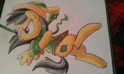 Size: 1024x612 | Tagged: safe, artist:rusticshine, daring do, g4, female, solo, traditional art